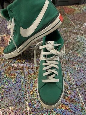 Special 50th Anniversary edition Nike Green High-Top Sneakers with White Accents
